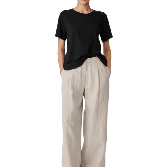 Eileen Fisher Black Cotton Crew Neck Tee, Cropped, Capsule, Casual, Weekend XS - Picture 4 of 9